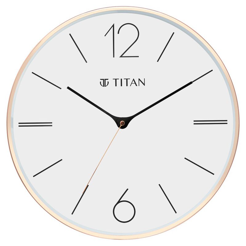 Buy Online Titan Metallic Wall Clock White Dial with Silent Sweep  Technology and Rose Gold Frame - 40.0 cm x 40.0 cm (Large) - ncw0057ma01