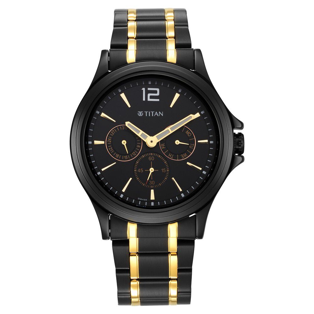 hrnt Premium 2 Tone Chain Black Dial Analogue Men's Watch : Amazon.in:  Watches