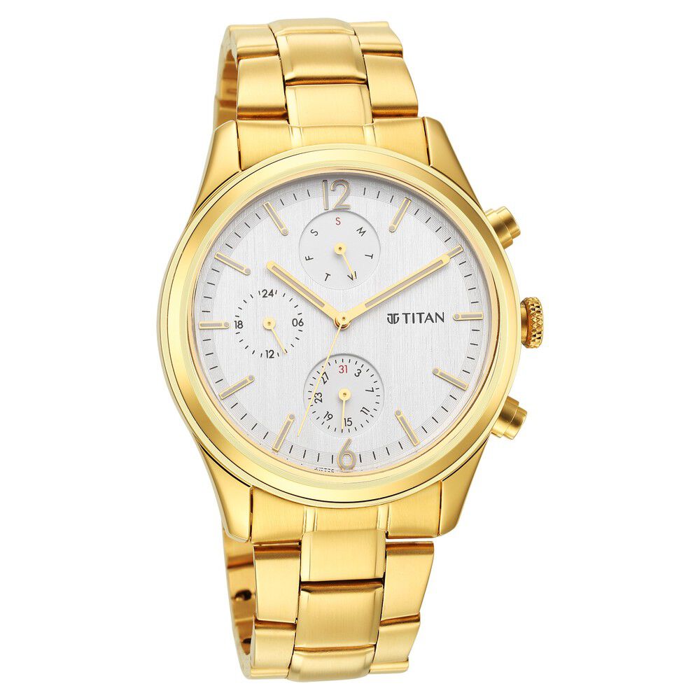 TITAN Golden gold case quartz watch at best price in Delhi | ID: 19275078648