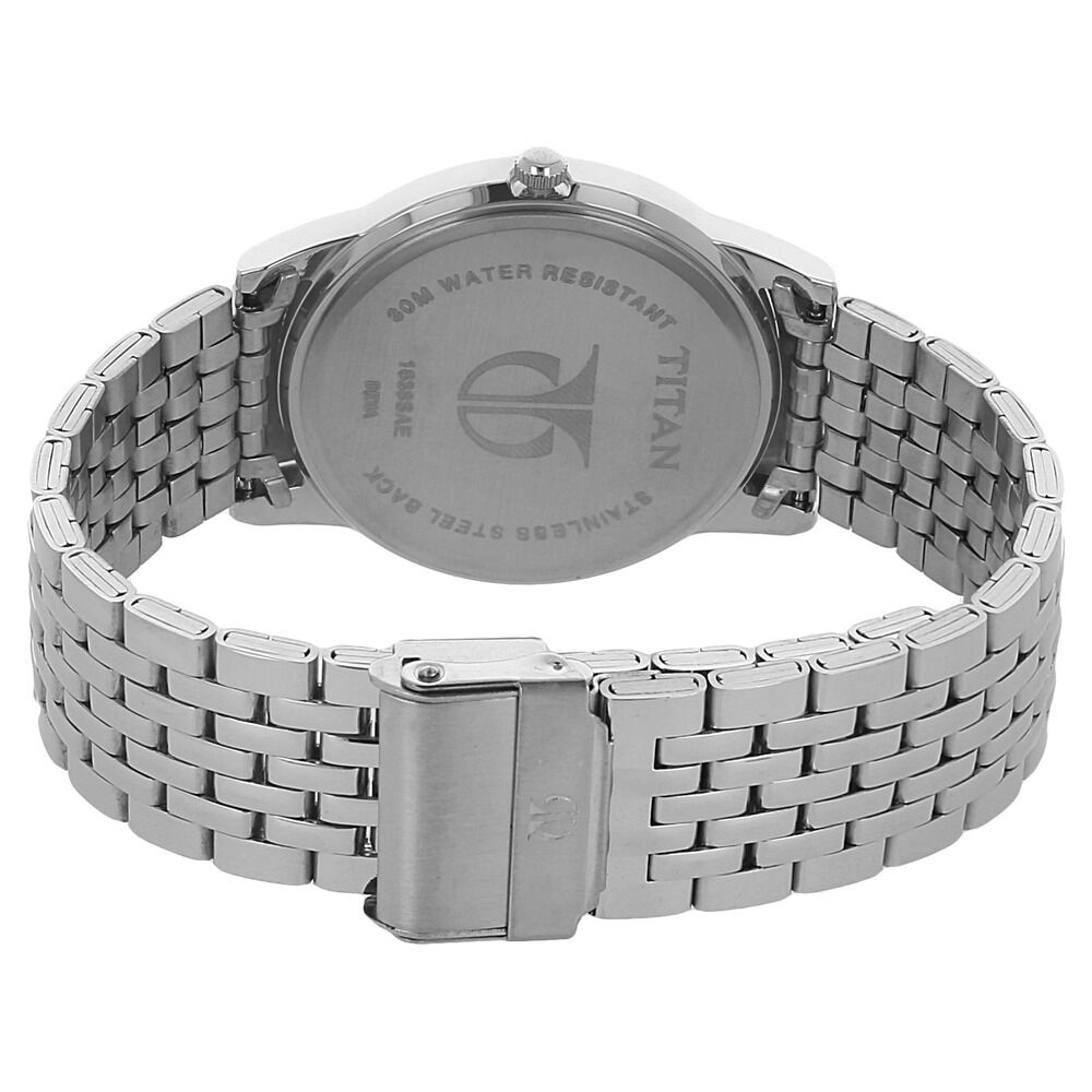 Titan Quartz Analog with Day and Date Silver Dial Stainless Steel Strap  Watch for Men