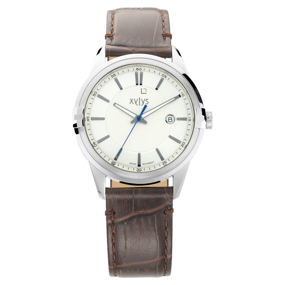 Buy Online Xylys Quartz Analog with Day and Date Silver Dial Leather Strap  Watch for Men - nr40023kl01e | Titan