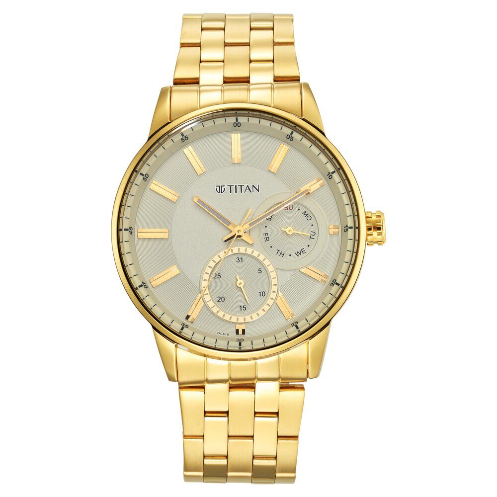 Titan Men Metal Regalia Analog Beige Dial Watch-Nl1506Ym02/Nr1506Ym02, Band  Color-Gold : Amazon.in: Watches
