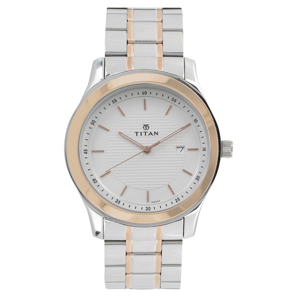 Buy Online Titan Regalia Baron White Dial Analog with Date Stainless Steel  Strap Watch for Men - np1627km01 | Titan