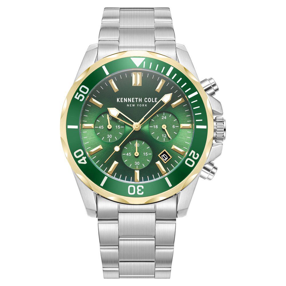 Buy the Kenneth Cole 36mm Case Vintage Homage Green Dial Men's Stainless  Steel Quartz Watch | GoodwillFinds