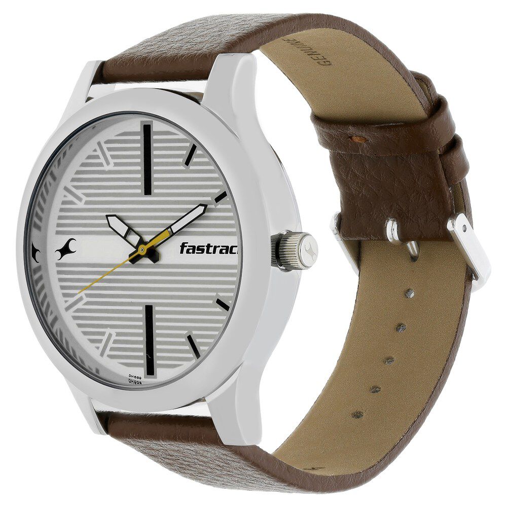 Buy Fastrack Men Leather Analog Dial Couple's Watch (Ng3039Sm02C  +Nk6152Sl02) | Rakshabandhan Gifts, Band Color-Silver at Amazon.in