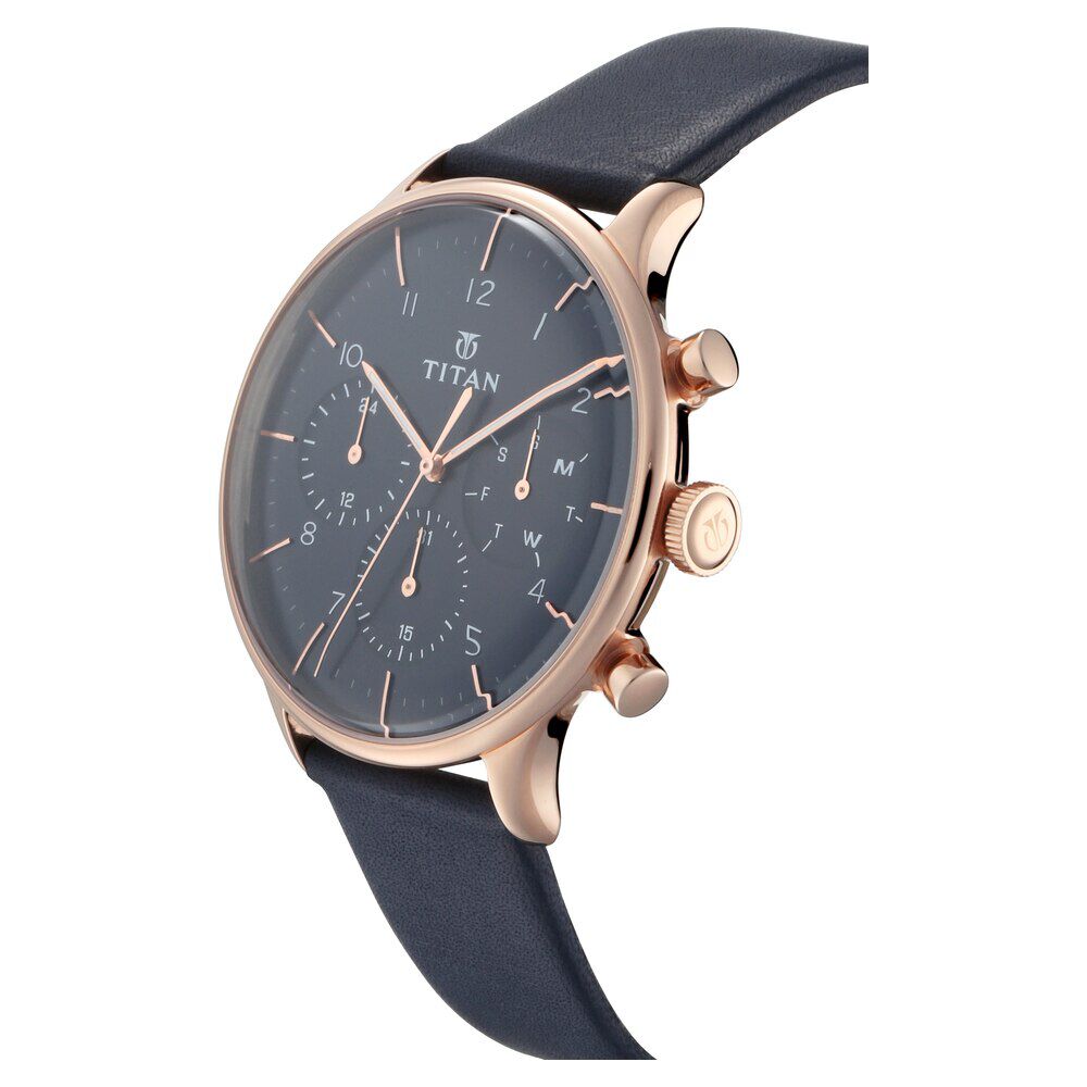 Blue leather cheap strap watch mens