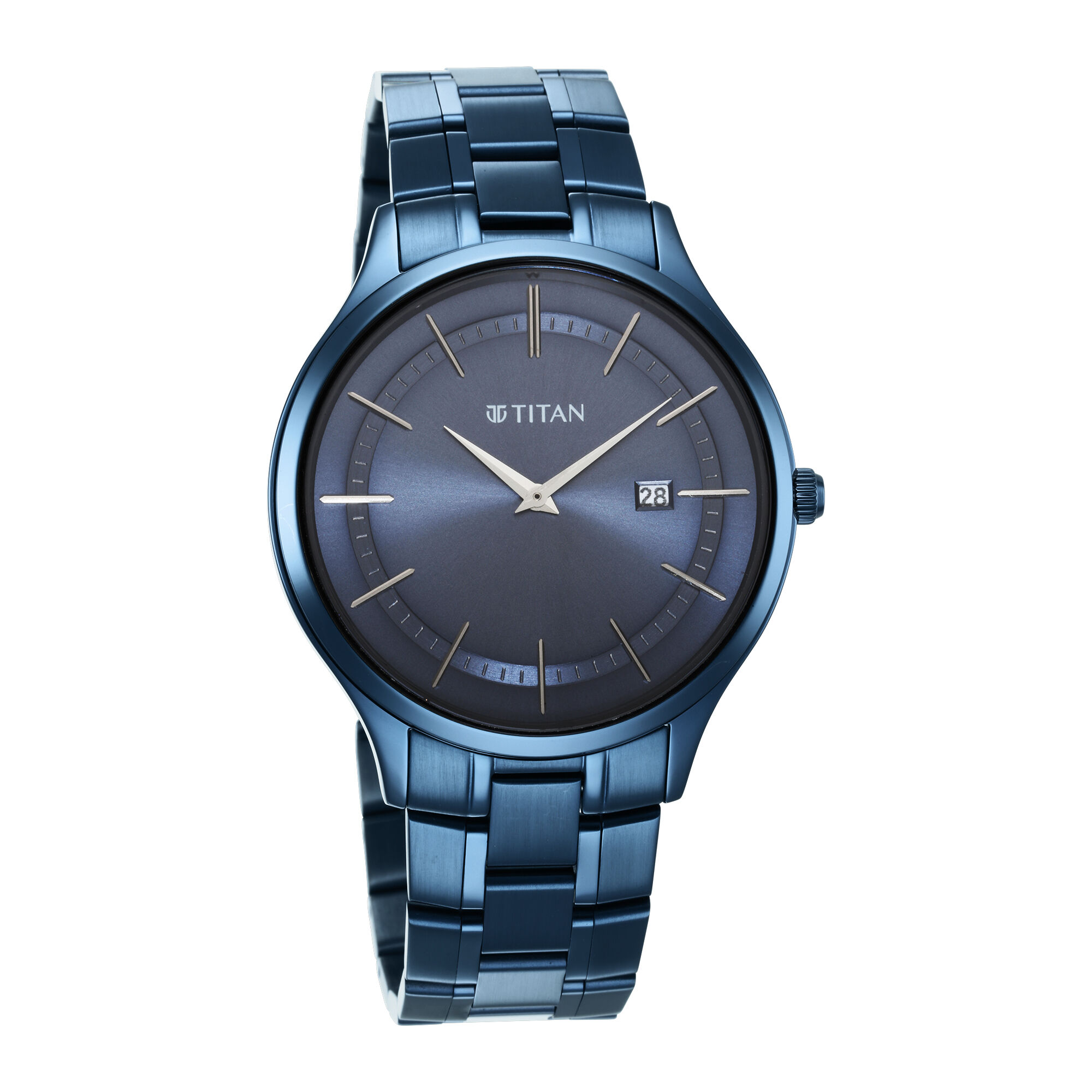 Buy Online Titan Classique Slimline Blue Dial Quartz Analog with Date  Stainless Steel Strap watch for Men - nq90142qm01 | Titan