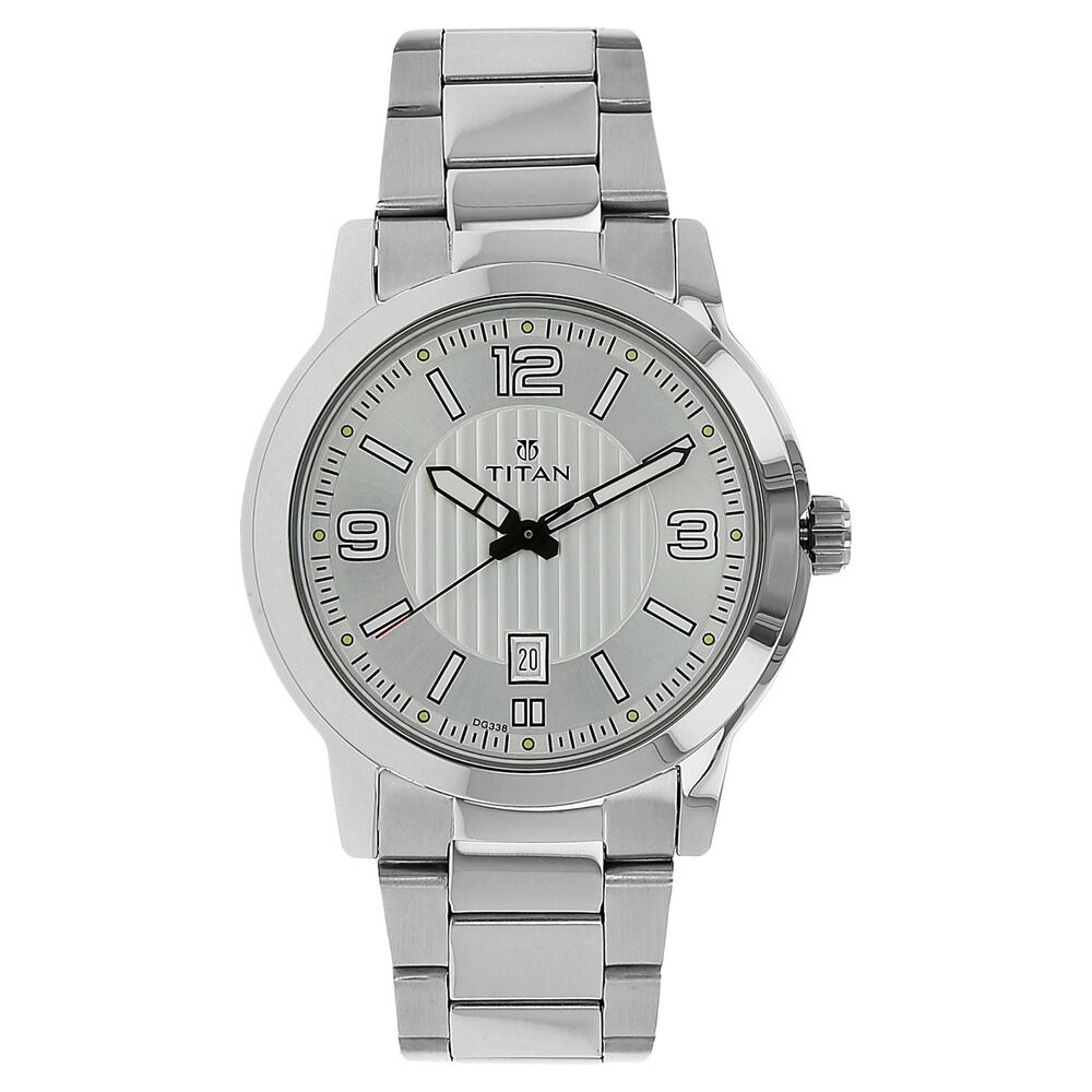 Titan Quartz Analog with Date Silver Dial Leather Strap Watch for Men –  Titan World