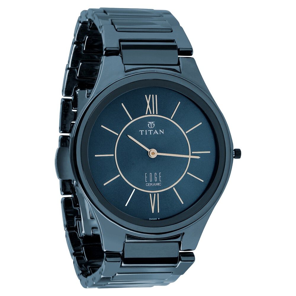 Buy Online Titan Edge Ceramic Blue Dial Analog Ceramic Strap watch 