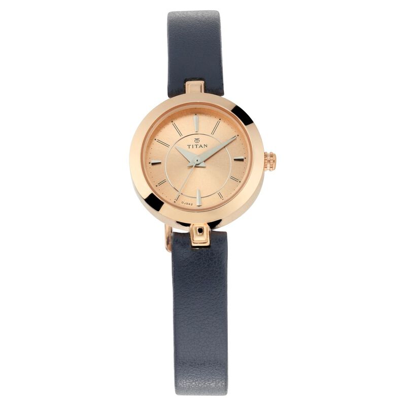 Buy Online Titan Quartz Analog Rose Gold Dial Leather Strap Watch for ...