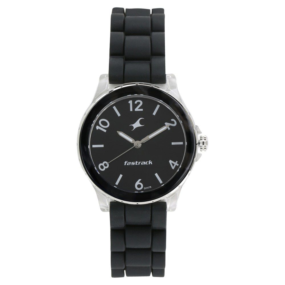 Trendies black dial sale silicone strap watch