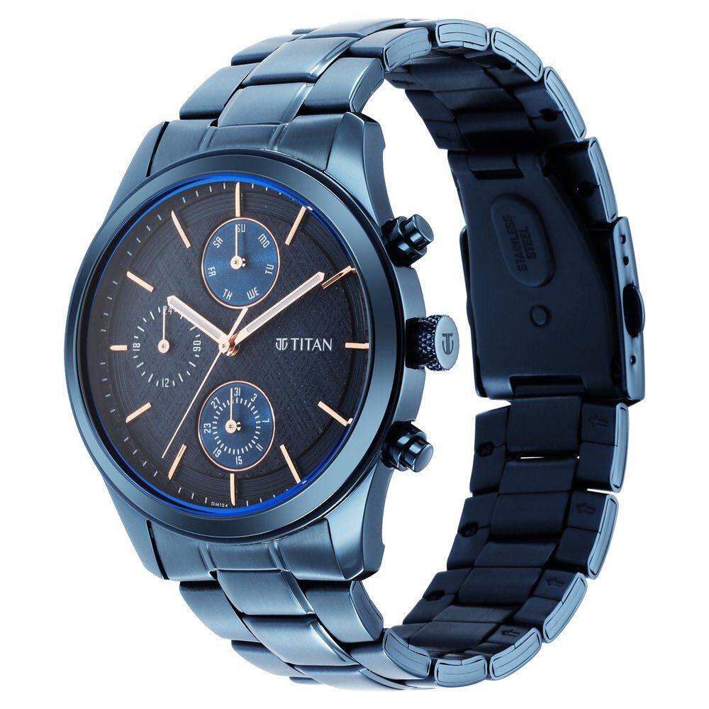 Alloro Premium Day & Date Feature Blue Dial Golden Chain Analog Watch  Premium Blue Dial Golden Chain Analog Watch - For Men - Buy Alloro Premium  Day & Date Feature Blue Dial