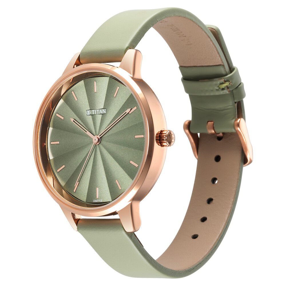 Buy TITAN Mens Automatics 9110 Upgrades Green Dial Leather Analog Watch |  Shoppers Stop