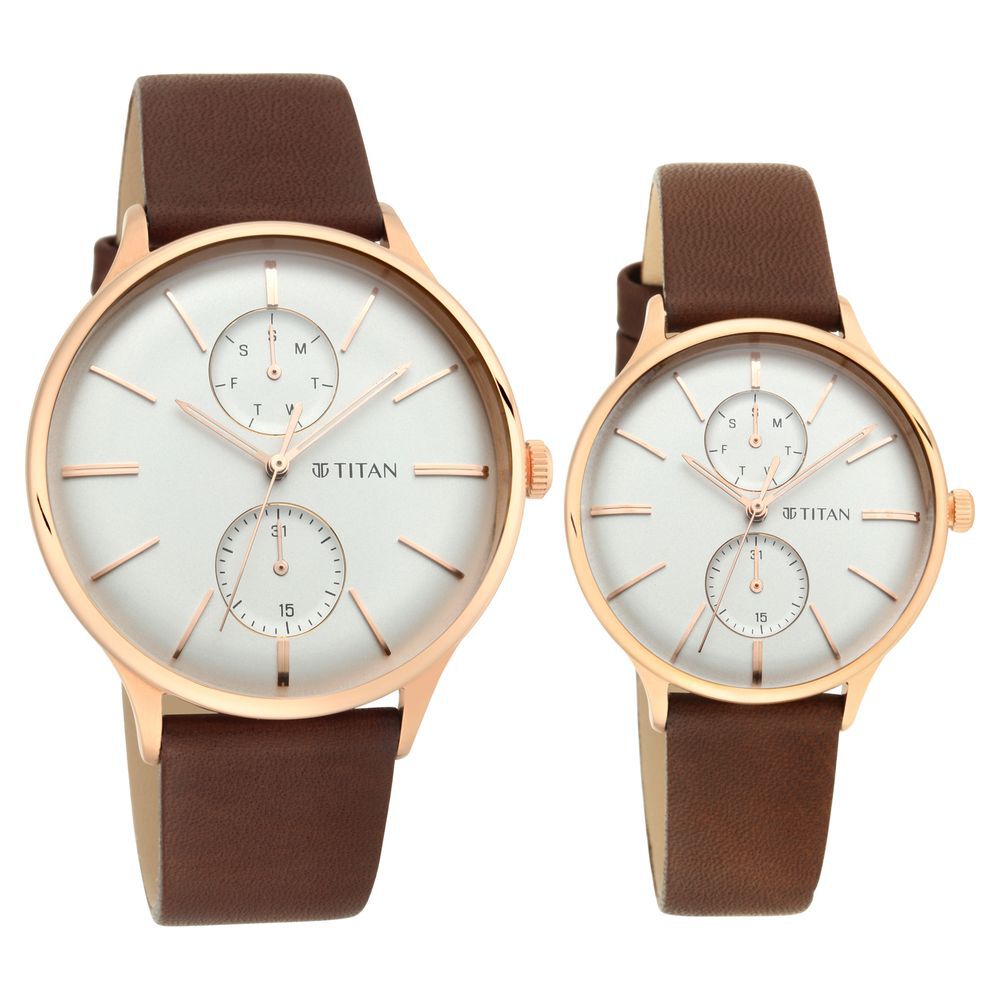 Send glamorous titan champagne dial golden strap watch set to Pune, Free  Delivery - PuneOnlineFlorists
