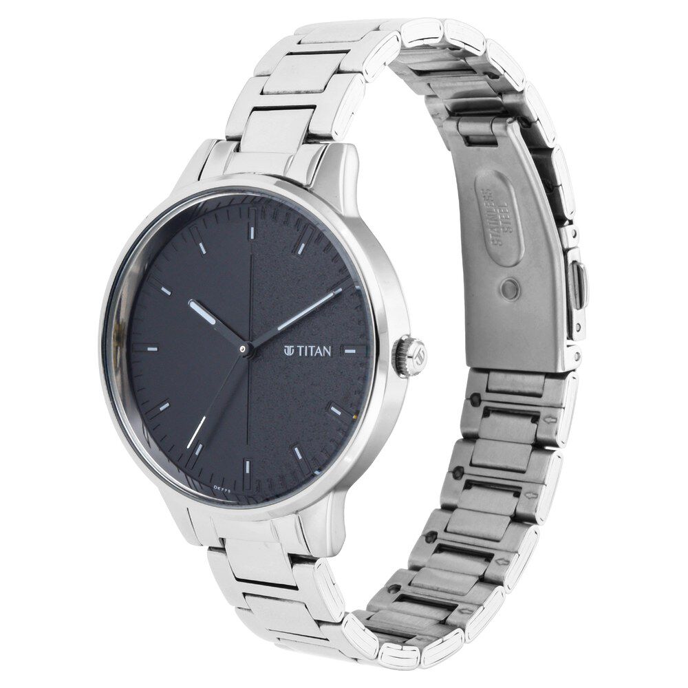 Titan Women's Precision Simplicity Watch: Black Gradient Dial with Metal  Strap