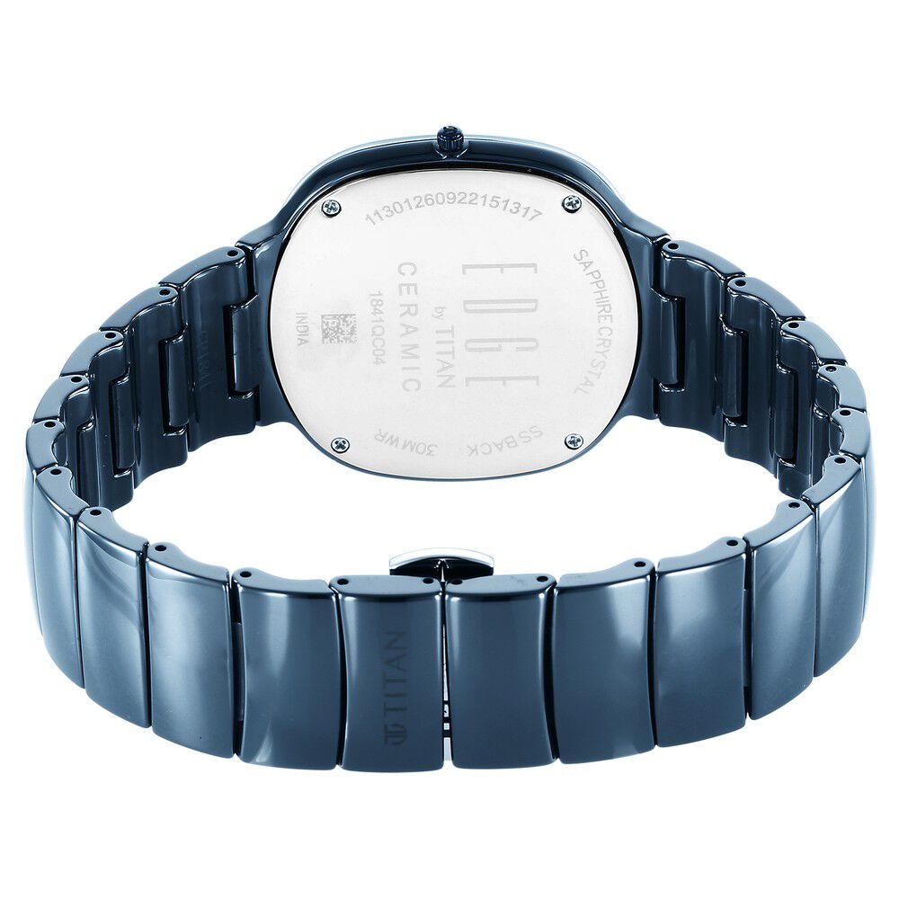 Titan Edge Squircle Blue Dial Analog Ceramic Strap watch for Men