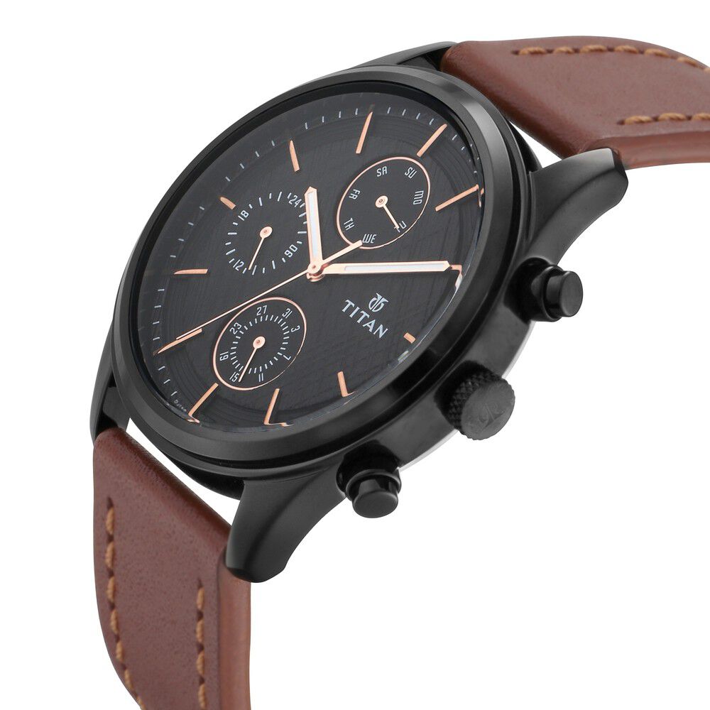 Sheffield - Black men's watch with leather strap 40mm | DW