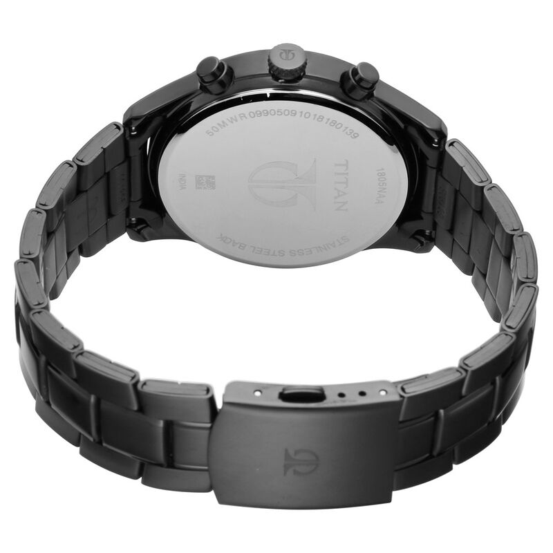 Buy Online Titan Men's Metropolitan Charm: Men's Multifunctional Black  Watch with Metallic Accents - nr1805nm01