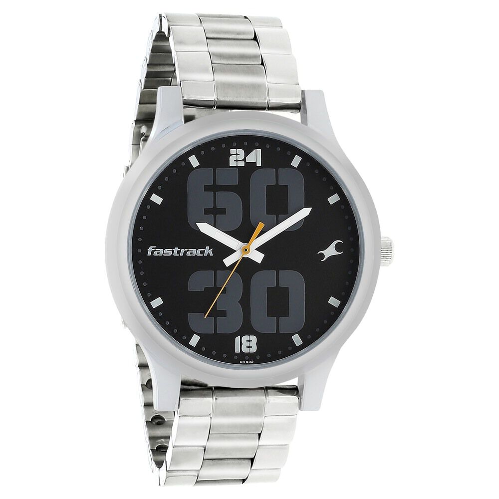 Fastrack All Nighters Quartz Analog Black Dial Stainless Steel Strap Watch  for Guys