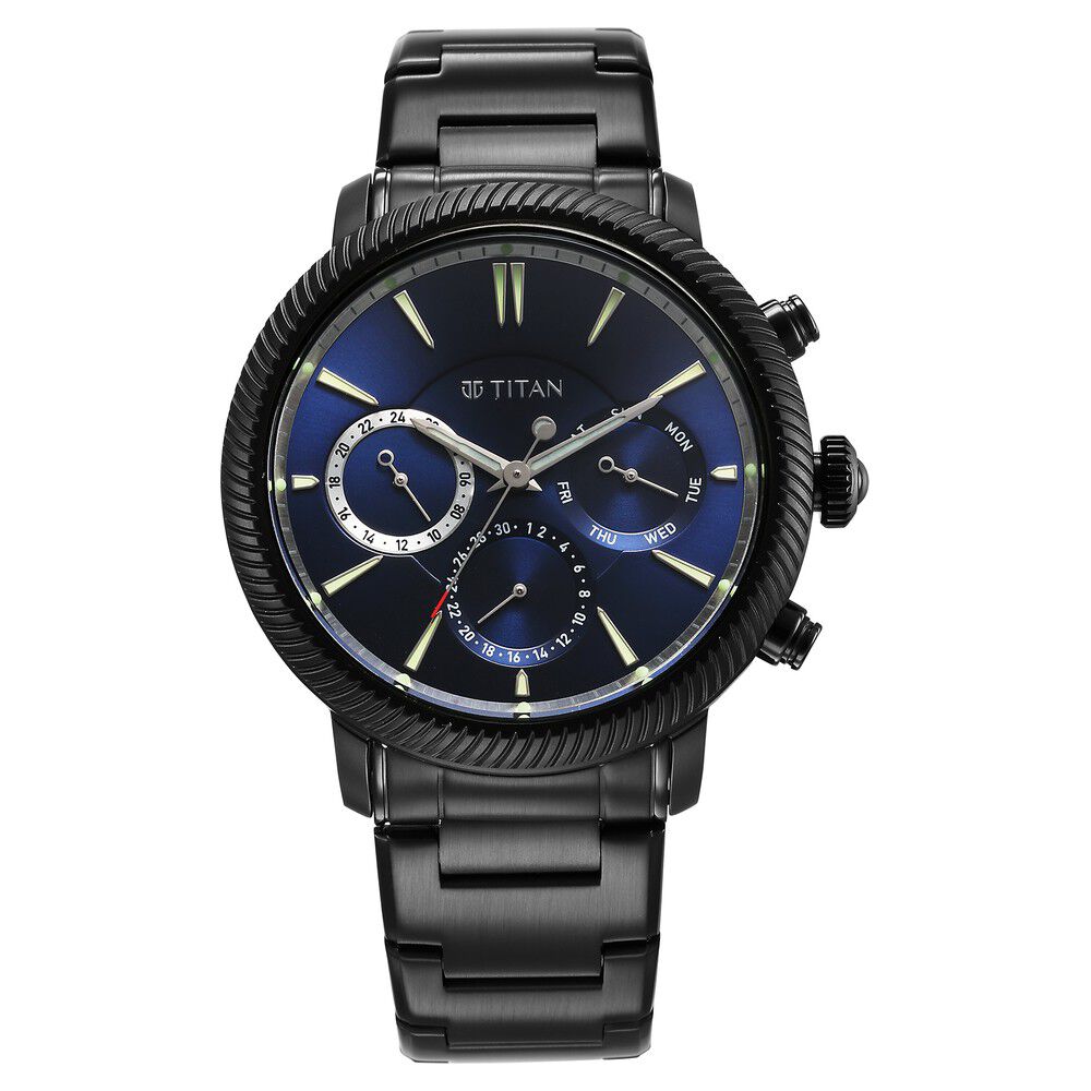 Buy Online Titan Quartz Multifunction Green Dial Leather Strap Watch for  Men - nr90134ql01 | Titan