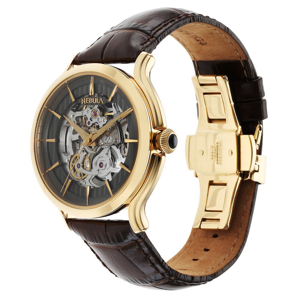 Winner Golden Mechanical Skeleton Watch Leather | Winner Skeleton Wrist  Watch - Mechanical Wristwatches - Aliexpress