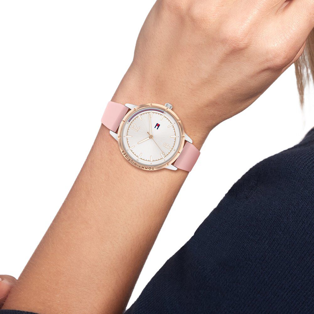 Tommy hilfiger watch women's deals white rubber strap