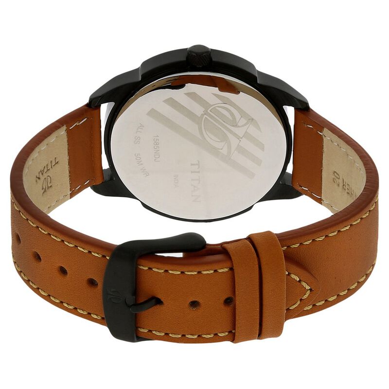 Buy Online Titan Quartz Multifunction Black Dial Leather Strap Watch ...