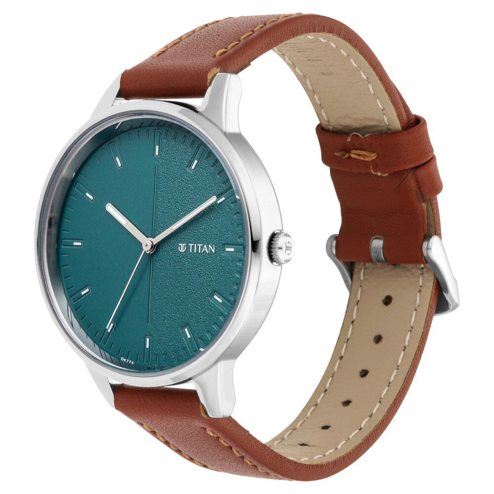 Titan Women's Precision Simplicity Watch: Grey Gradient Dial with Leather  Strap