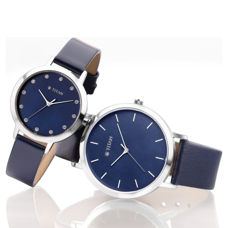 Titan Memento Blue Dial Analog Leather Strap watch for Men