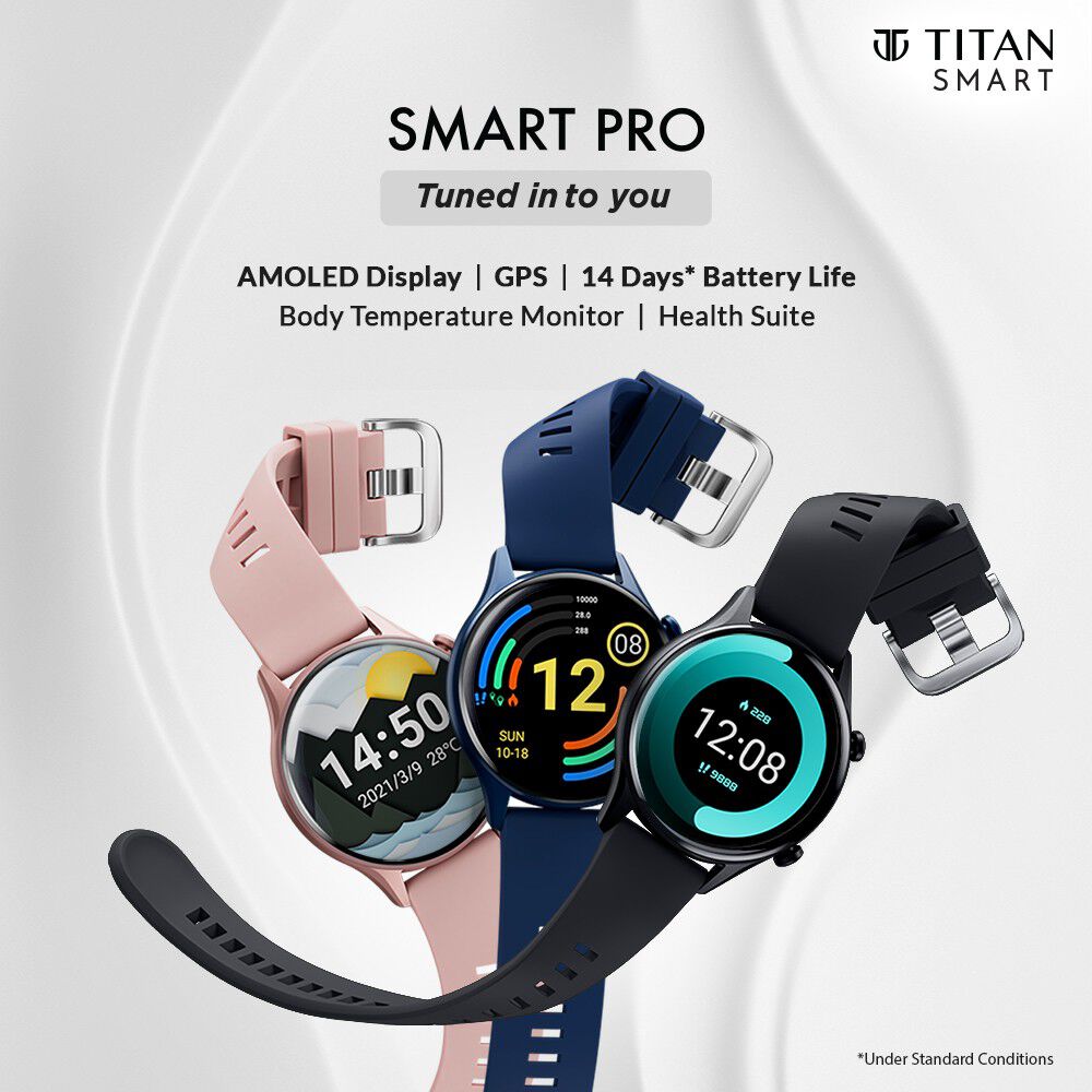 Buy Online Titan Smart Pro Black Dial Smart Silicone Strap watch 