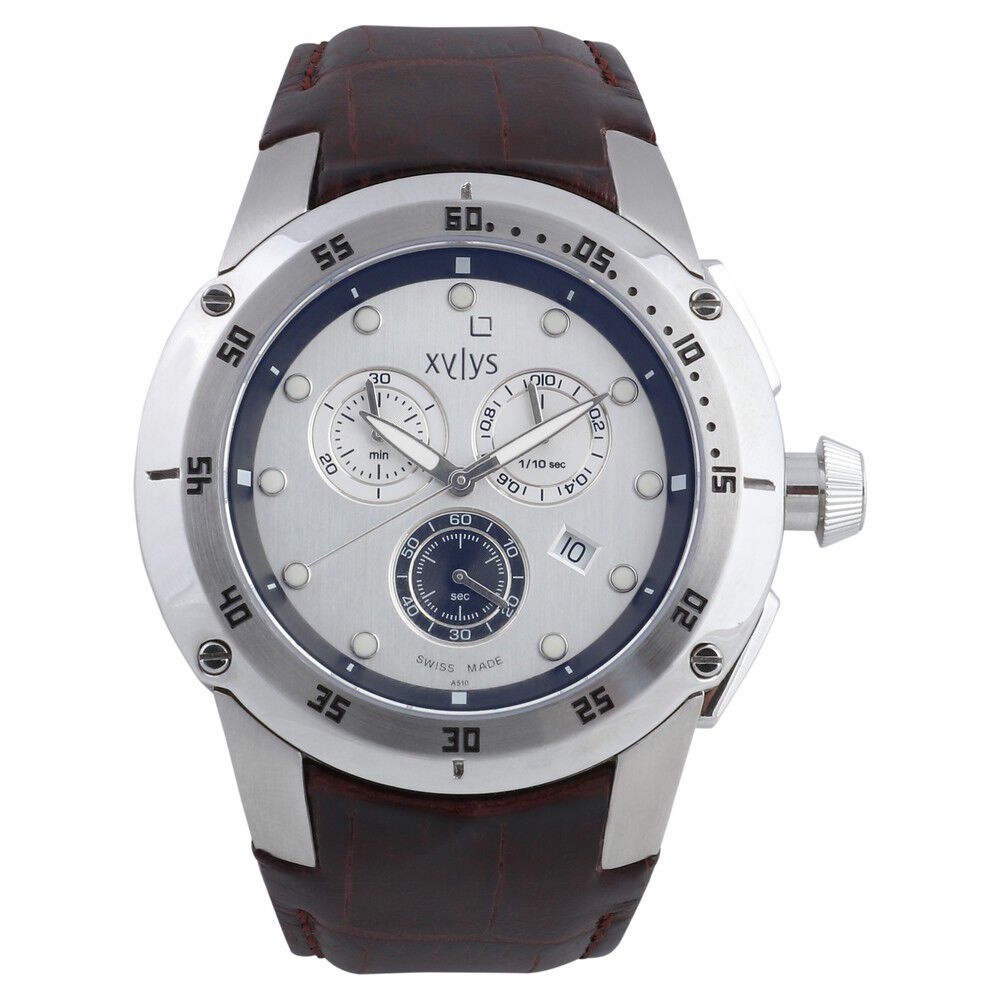 Buy Online Xylys Quartz Chronograph Black Dial Leather Strap Watch for Men  - nr40026wl01 | Titan