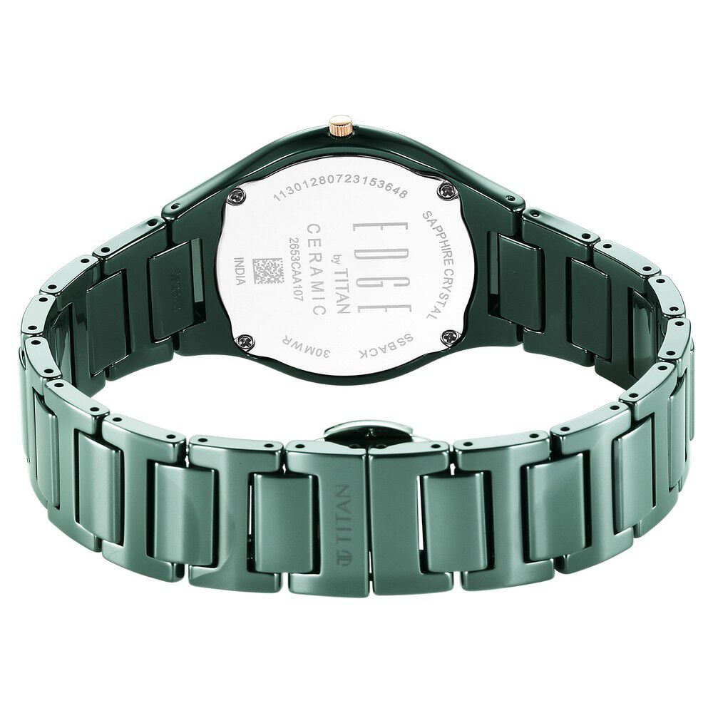 Buy Online Titan Edge Ceramic Quartz Analog Green Dial Ceramic Strap Watch  for Women - 2653qc06 | Titan