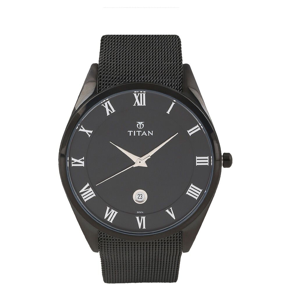 Buy Titan Workwear Watch Black Dial & Stainless Steel Strap Online