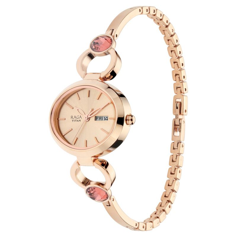 Buy Online Titan Raga Viva Rose Gold Dial Analog with Day and Date ...