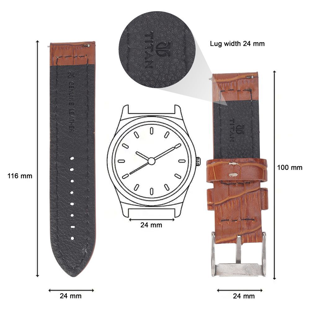 Buy Online 22 mm Brown Genuine Leather Straps for Men - 1001101822s/p |  Titan