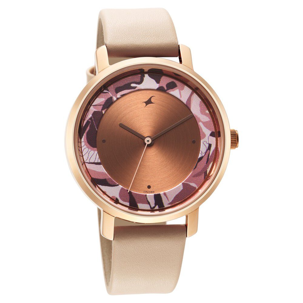 Fastrack Glitch Quartz Analog Brown Dial Metal Strap Watch for Girls