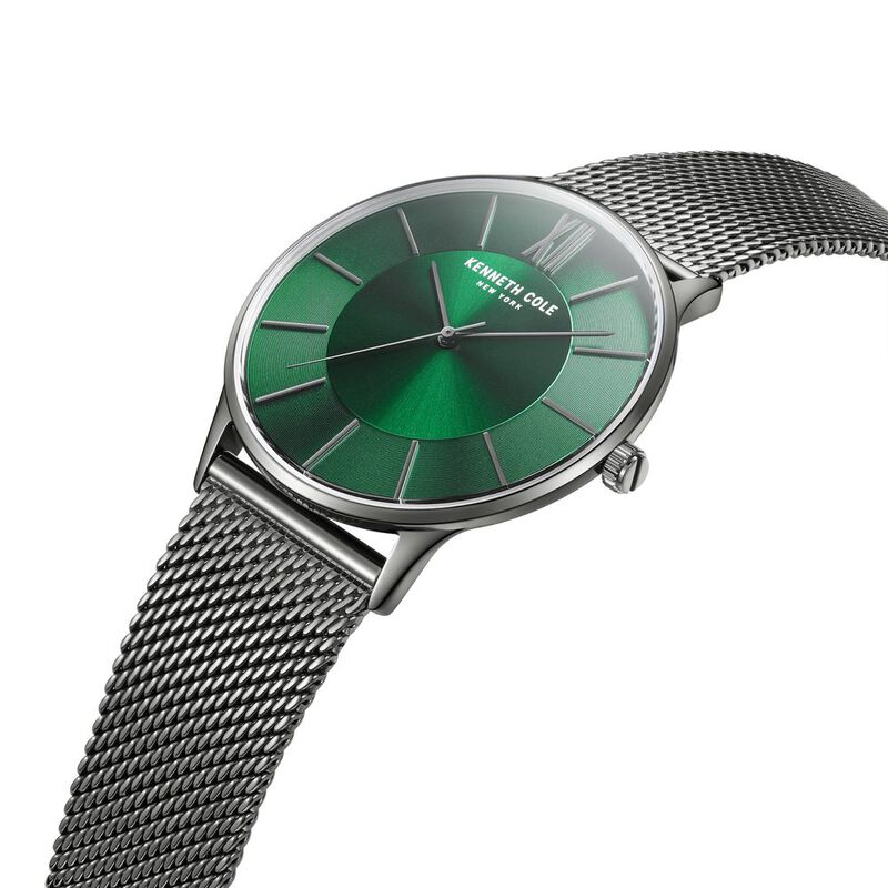 Kenneth Cole New York Male Stainless Steel Quartz Watch with Leather Strap,  Green, 22 (Model: KC50589014)
