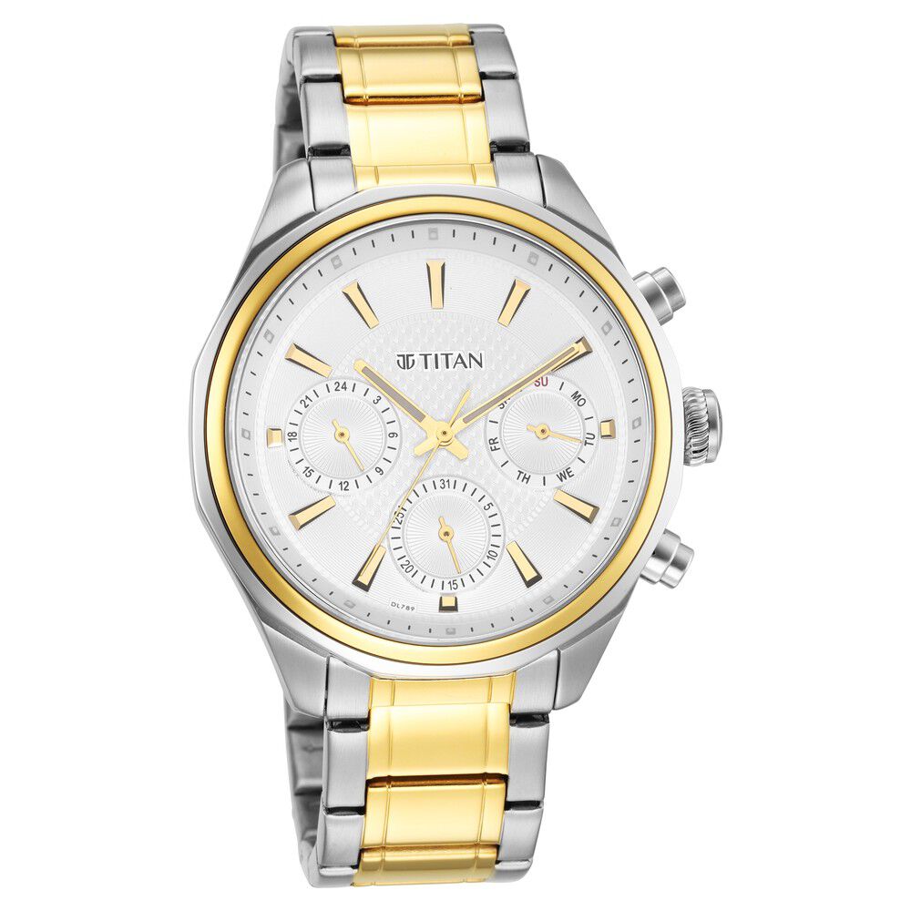 Buy Online Titan Men's Metropolitan Luxe: Multifunction Silver Dial with  Two-Tone Stainless Steel Bracelet Watch - nr1733bm01 | Titan