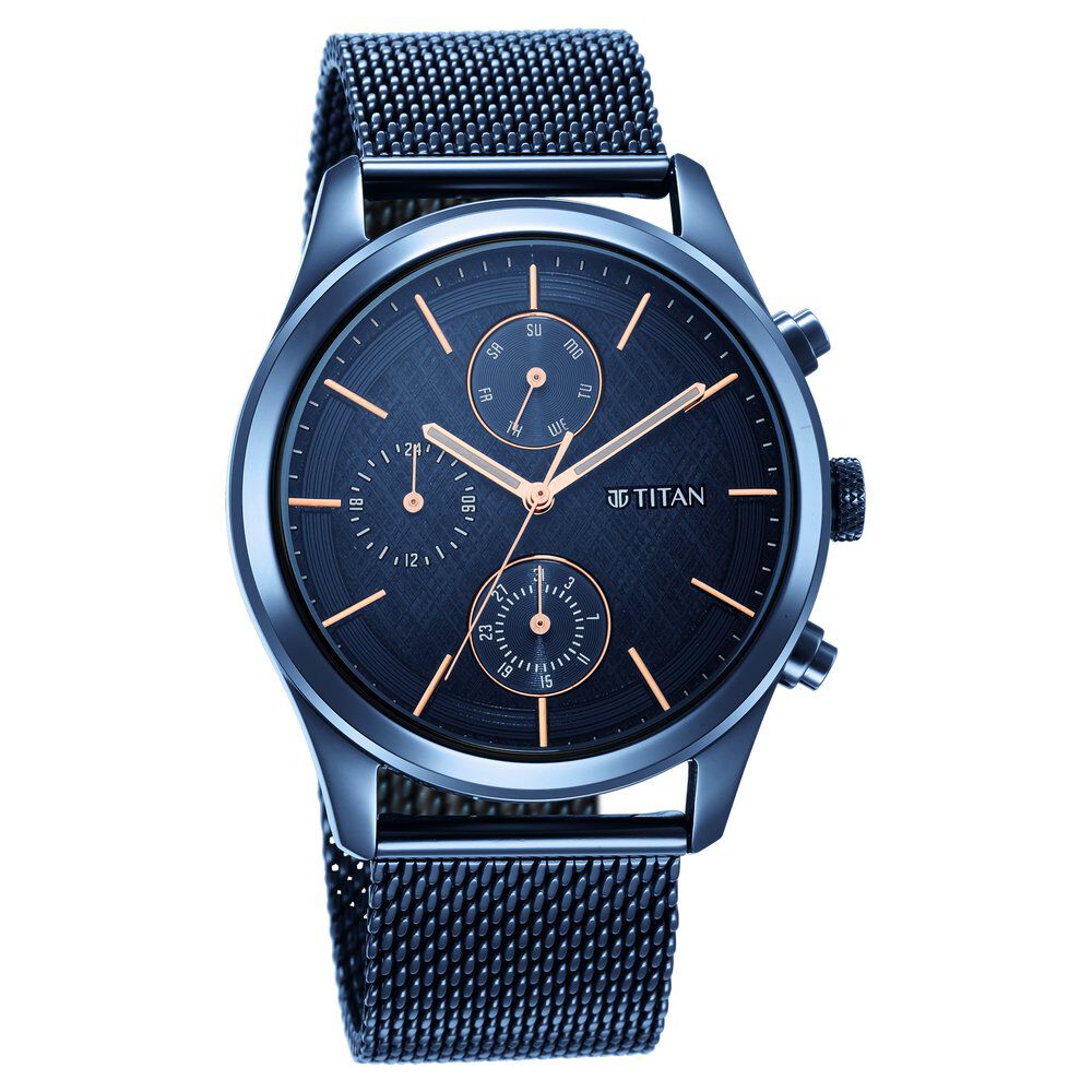 Buy Online Titan Regalia Opulent Black Dial Quartz Multifunction Stainless  Steel Strap watch for Men - nr90127km01 | Titan