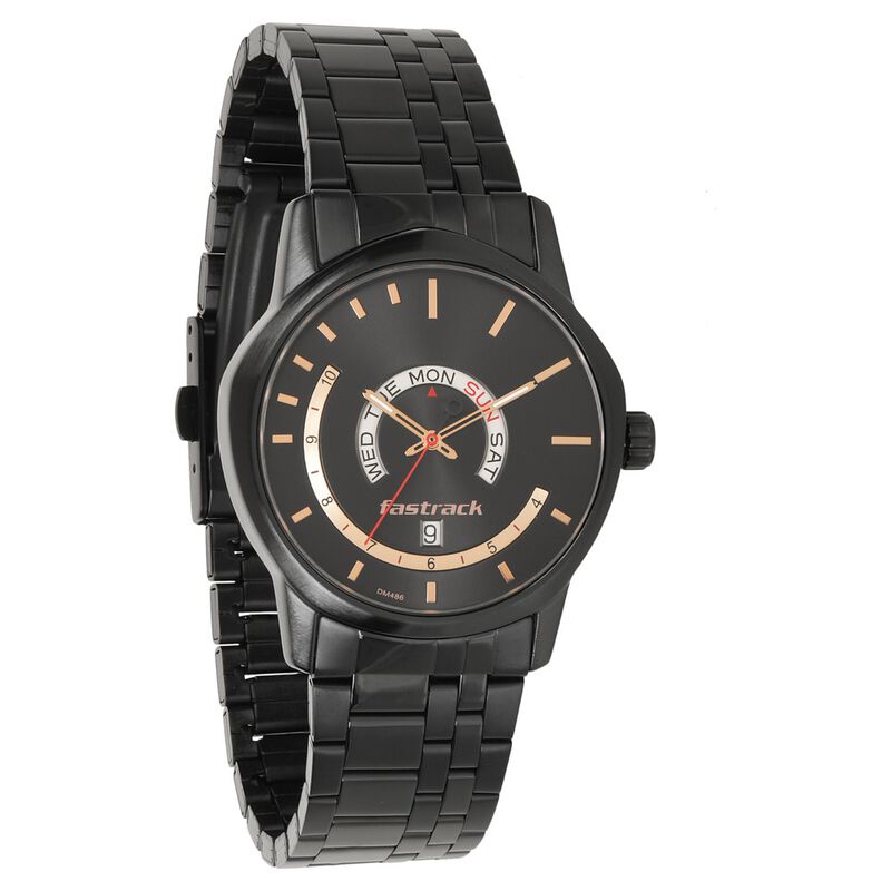 Buy Online Fatrack Exuberant Black Dial Stainless Steel Strap Watch for ...