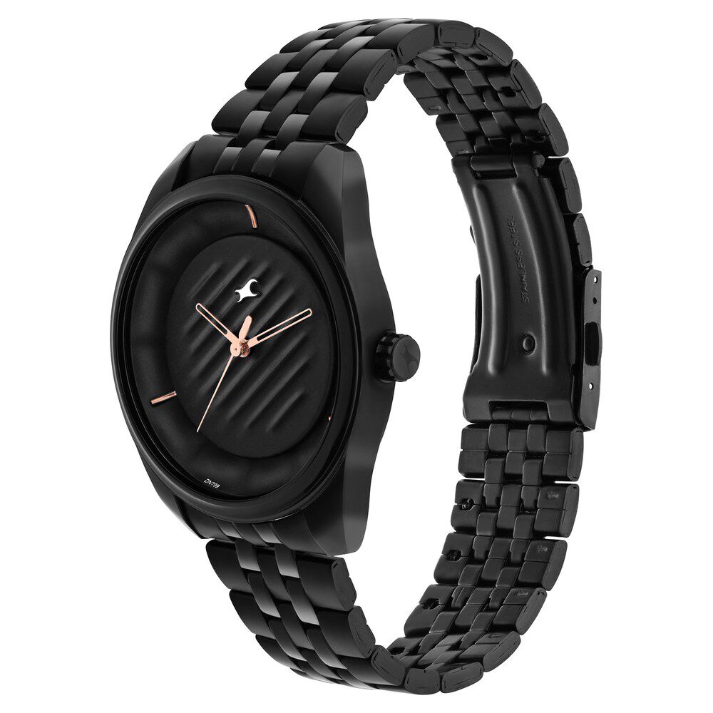 Fastrack All Nighters Quartz Analog with Date Black Dial Metal Strap Watch  for Guys