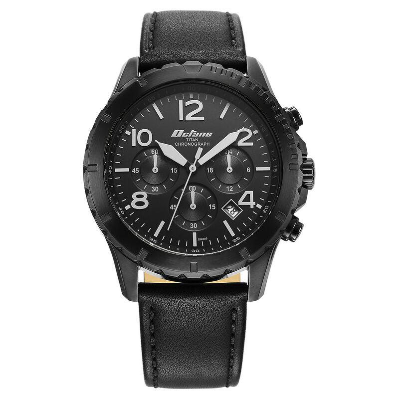 Buy Online Titan Octane Classic Sporty Black Dial Chronograph Leather