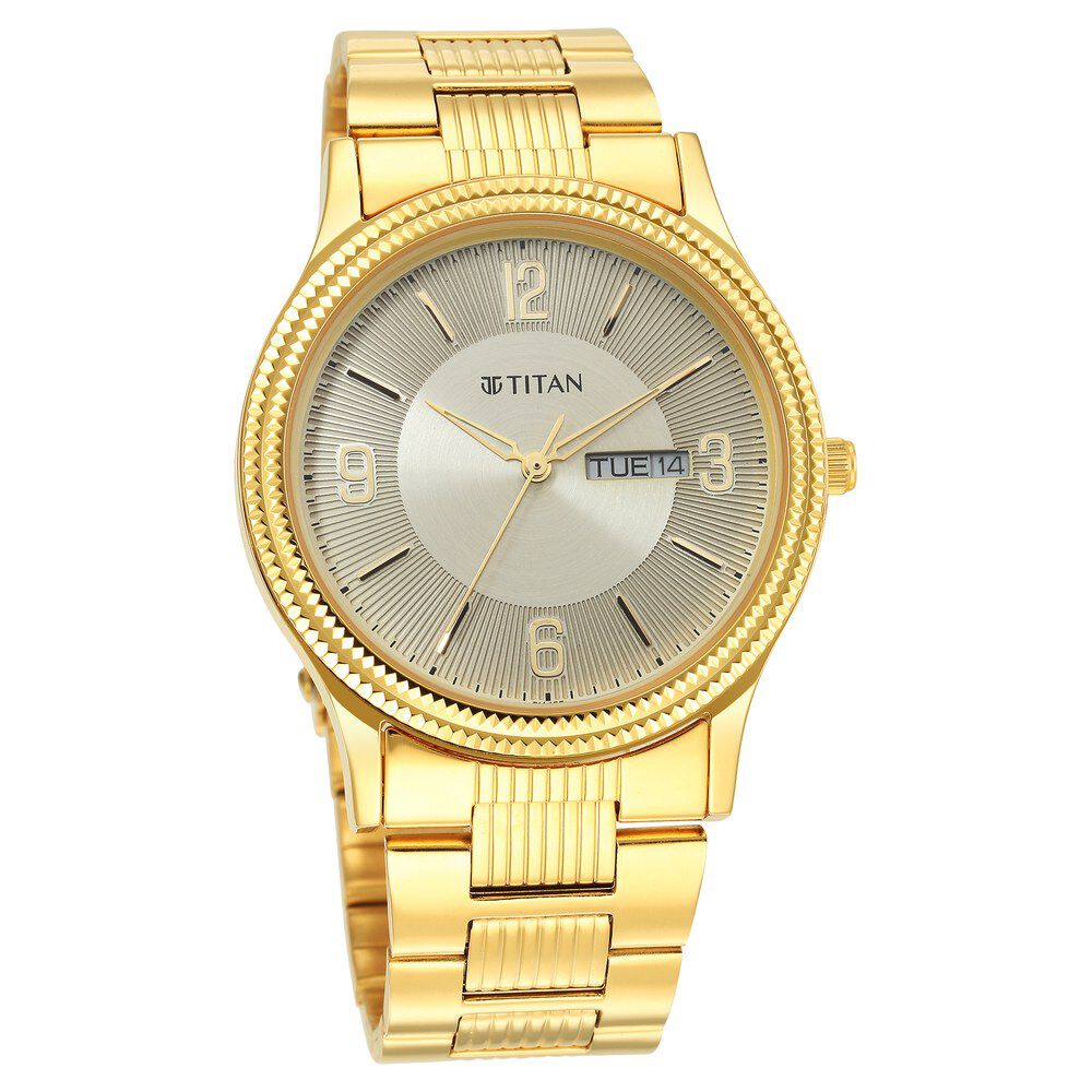 Titan quartz watch gold plated - Men - 1761546653