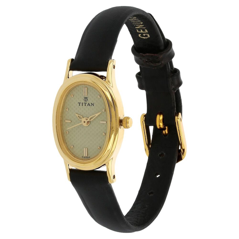 Buy Online Titan Quartz Analog Black Dial Leather Strap Watch for Women -  nr2593yl03 | Titan