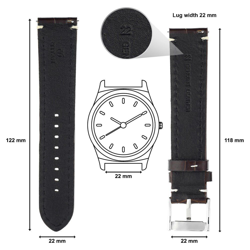 Buy Online 22 mm Black Genuine Leather Straps for Men - 1001055022s/p |  Titan