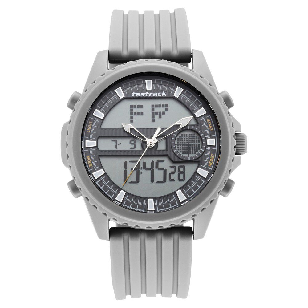 Fastrack Streetwear Quartz Analog Digital Grey Dial PU Strap Watch for Guys