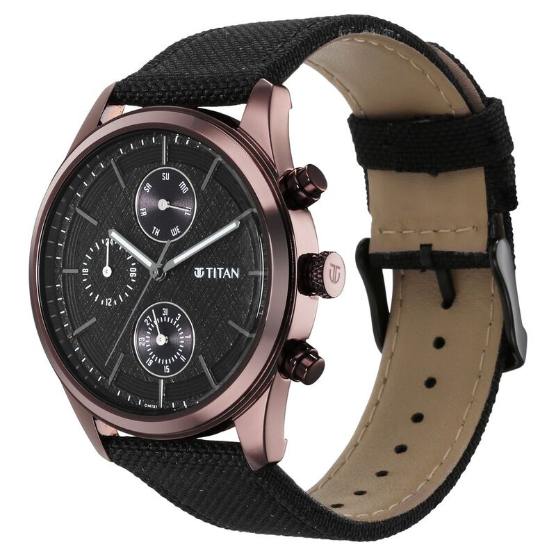 Buy Titan Black Dial Black Strap Analog Watch For Men - (1805NM01
