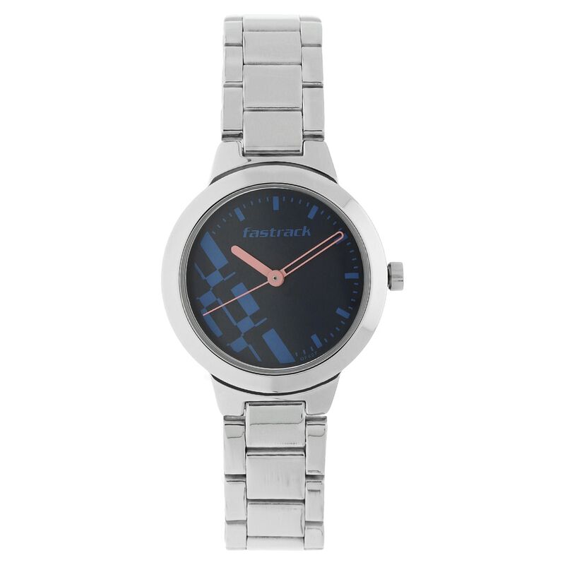 Buy Online Fastrack Checkmate Quartz Analog Blue Dial Stainless Steel ...