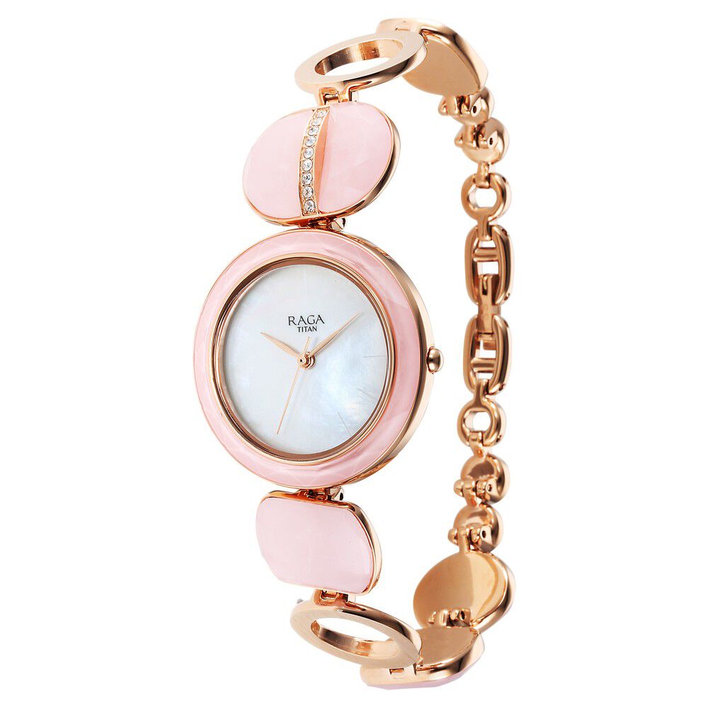 Premium Elegant Stone Studded Rose Gold Dail Stainless steel Bracelet Watch  For Women/Girls/Ladies Analog