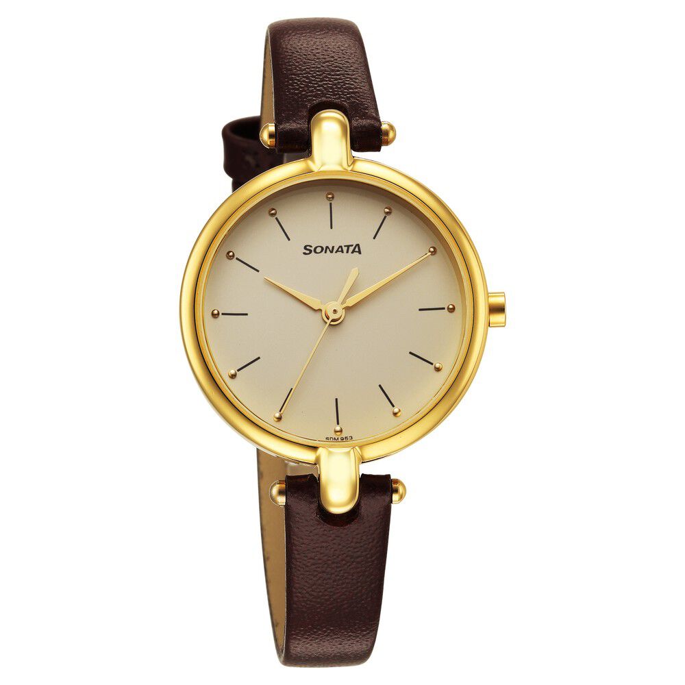 Sonata golden watch cheap price